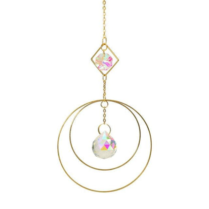 Crystal Ball Star Moon Sun Ring Rainbow Catcher Crystal Pendant Hanging Crystal Sun catcher Ornament Prism Stone Beads Ornament Home Window Wind-chimes Car Decoration
