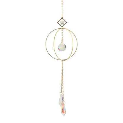 Crystal Ball Star Moon Sun Ring Rainbow Catcher Crystal Pendant Hanging Crystal Sun catcher Ornament Prism Stone Beads Ornament Home Window Wind-chimes Car Decoration