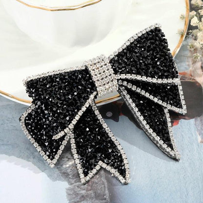 Crystal Big Bow Barrettes Hair Clips For Women Ponytail Holder Girls Hair Accessories Rhinestone Hairpins Fashion Hairgrips Band Accessories For Party