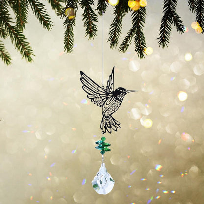 Crystal Garden Sun-catcher Hanging Crystals Prisms Ornament For Window Glass Chandelier Solar Hummingbird Owl Wind Chimes Rainbow Chaser  Garden Hanging  Curtain Pendant Home Decor Gift Boxed Sun Catcher Gift Idea For Mom Friends Grandma Hummingbird