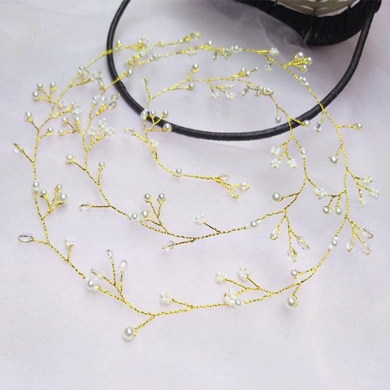 Crystal Pearl Hair Belt Wedding Bridal Hair Ornaments Hair Jewelry Decorations for Brides Wedding Gorgeous Hair Accessories For Women