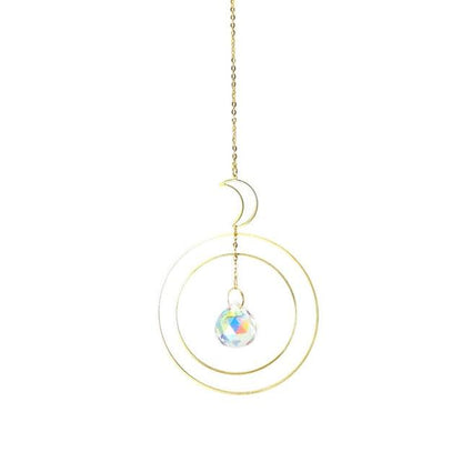 Crystal Wind Star Moon Pendant Handmade Sun Catcher Light Catcher Newly Designed Prism Crystal Colorful Light Prism Chandelier Glass Crystal Pendant Pearl Yarn Gift Handmade Garden Window Wedding Curtain Chandelier