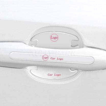 Custom Logo Car Door Sticker Scratches Resistant Cover Auto Handle Protection Film Anti-Scratch Invisible Car Door Handle Stickers Fit for Mercedes Benz Carbon Fiber Protection Film Anti-Collision Protection Exterior Accessory Car Decor Car Stickers