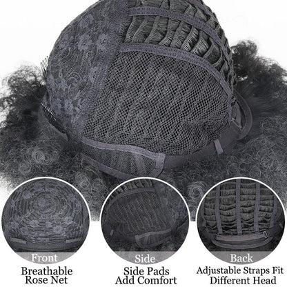Cute Afro Wig Women Short Fluffy Hair Wigs with Bangs For Black Women Kinky curly Synthetic Hair For Party Dance Cosplay Wigs For Black Women Cosplay Wigs For Women