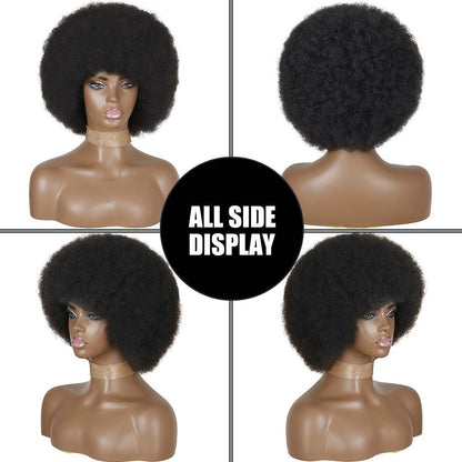 Cute Afro Wig Women Short Fluffy Hair Wigs with Bangs For Black Women Kinky curly Synthetic Hair For Party Dance Cosplay Wigs For Black Women Cosplay Wigs For Women