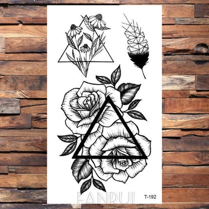 Cute Black Birds Temporary Waterproof Stickers Tattoo Flower Body Elegant Bird Butterfly Style For Womens