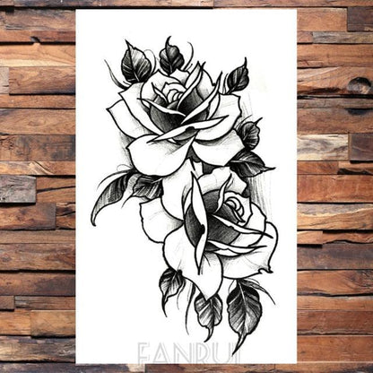Cute Black Birds Temporary Waterproof Stickers Tattoo Flower Body Elegant Bird Butterfly Style For Womens