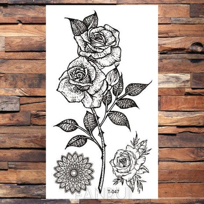 Cute Black Birds Temporary Waterproof Stickers Tattoo Flower Body Elegant Bird Butterfly Style For Womens