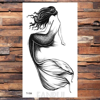 Cute Black Birds Temporary Waterproof Stickers Tattoo Flower Body Elegant Bird Butterfly Style For Womens