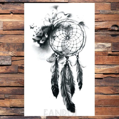 Cute Black Birds Temporary Waterproof Stickers Tattoo Flower Body Elegant Bird Butterfly Style For Womens