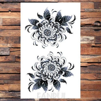 Cute Black Birds Temporary Waterproof Stickers Tattoo Flower Body Elegant Bird Butterfly Style For Womens
