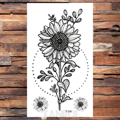Cute Black Birds Temporary Waterproof Stickers Tattoo Flower Body Elegant Bird Butterfly Style For Womens