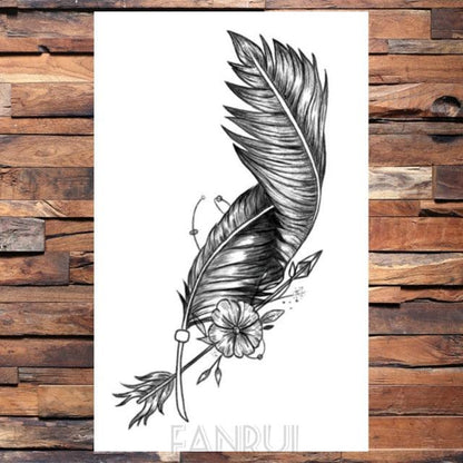Cute Black Birds Temporary Waterproof Stickers Tattoo Flower Body Elegant Bird Butterfly Style For Womens