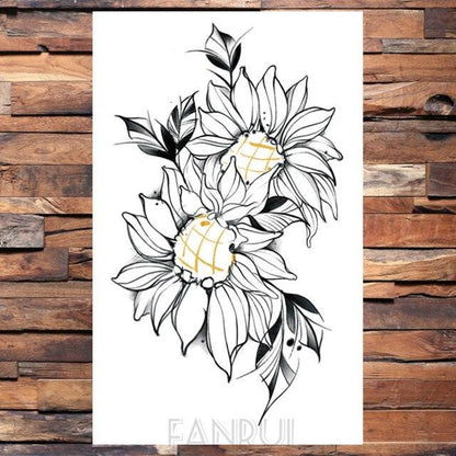 Cute Black Birds Temporary Waterproof Stickers Tattoo Flower Body Elegant Bird Butterfly Style For Womens