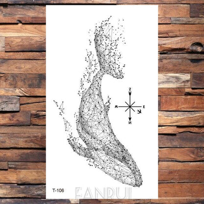 Cute Black Birds Temporary Waterproof Stickers Tattoo Flower Body Elegant Bird Butterfly Style For Womens