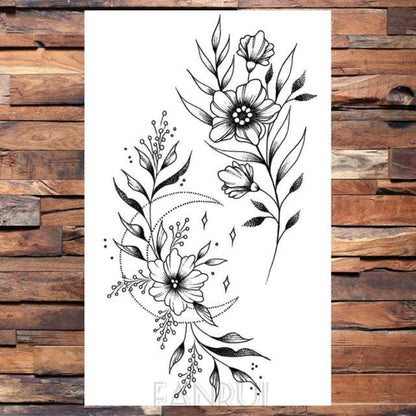 Cute Black Birds Temporary Waterproof Stickers Tattoo Flower Body Elegant Bird Butterfly Style For Womens