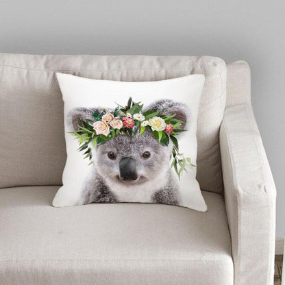 Cute Decorative Pillow Case Cover Grey Rabbit Isolated On A White Background Bunny Tail Back Soft Linen Pillow Case For Decorative Bedroom Case Cushion Covers Home Throw Pillows Flower Pillow Case Rabbit Sofa Animal Cushion Cover 45X45CM