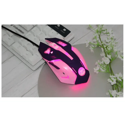 Cute Gaming USB Wired Mouse Girls Pink Computer Professional 2400 DPI Mouse Colorful Silent Mouse For PC
