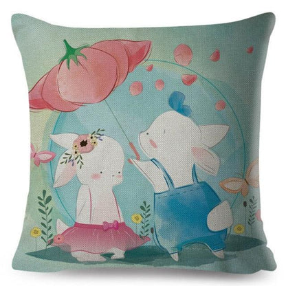 Cute Pillow Cover Cartoon Giraffe Fox Reindeer Animal Nordic Polyester Cotton Cushion Cover For Sofa Home Kids Room Decor Throw Pillow Cases Cartoon Animal Woodland Decorative Cotton Cushion Cover Home Baby Room Decor Standard Pillowcase