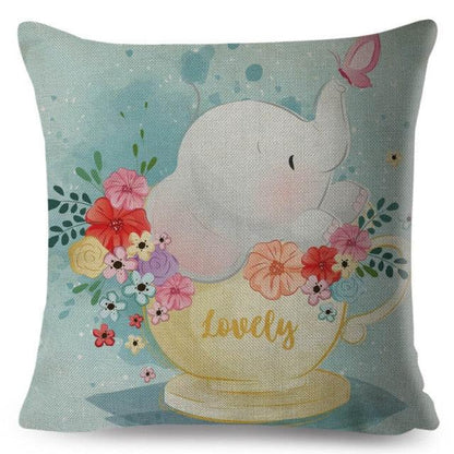 Cute Pillow Cover Cartoon Giraffe Fox Reindeer Animal Nordic Polyester Cotton Cushion Cover For Sofa Home Kids Room Decor Throw Pillow Cases Cartoon Animal Woodland Decorative Cotton Cushion Cover Home Baby Room Decor Standard Pillowcase