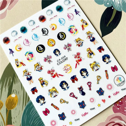 Cute rabbit Cute cat  Japanese Justice Girl 3D Back Glue Nail Sticker Nail Decoration Nail Art Nail Ornament Self Adhesive Nail Decals for Nail Art Decoration Including Hearts Stars Letters Bowknot Leaves Flowers Plants Fruits Butterflies for Woman