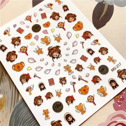 Cute rabbit Cute cat  Japanese Justice Girl 3D Back Glue Nail Sticker Nail Decoration Nail Art Nail Ornament Self Adhesive Nail Decals for Nail Art Decoration Including Hearts Stars Letters Bowknot Leaves Flowers Plants Fruits Butterflies for Woman