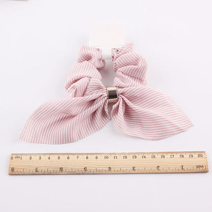 Cute Rabbit Ear Striped Metal Buckle Hair Scrunchies Elastic Hair Bands Ties Rope Bands Ponytail Bands Gorgeous Hair Accessories For Women