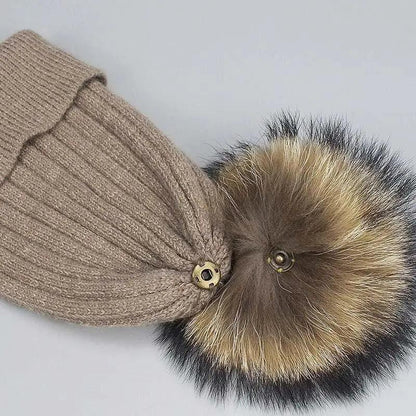 Cute Winter Warm Comfortable Cap Detachable Pom Pom Autumn Super Soft Fashionable Caps For Adults And Kids