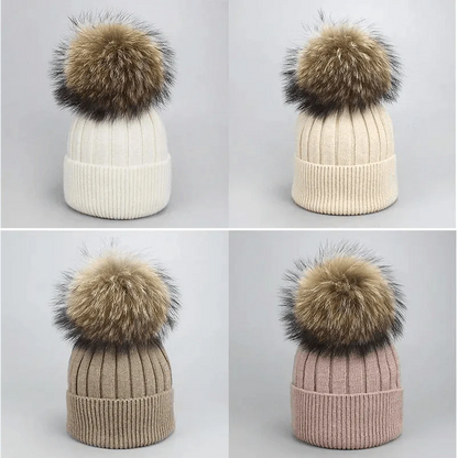 Cute Winter Warm Comfortable Cap Detachable Pom Pom Autumn Super Soft Fashionable Caps For Adults And Kids