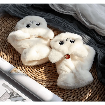 Cute Winter Warm Soft Half Finger Thick One Size Gloves For Women Fashionable Warm Comfortable Stylish Gloves For Girls