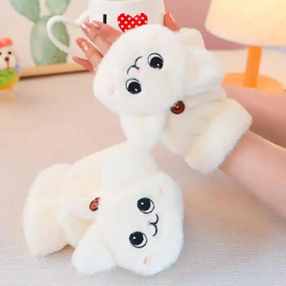Cute Winter Warm Soft Half Finger Thick One Size Gloves For Women Fashionable Warm Comfortable Stylish Gloves For Girls
