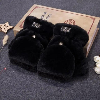 Cute Winter Warm Soft Half Finger Thick One Size Gloves For Women Fashionable Warm Comfortable Stylish Gloves For Girls