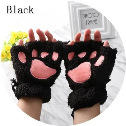 Cute Women Winter 1Pair Warm Fingerless Lovely Gloves Fluffy Colorful Comfortable Gloves For Autumn