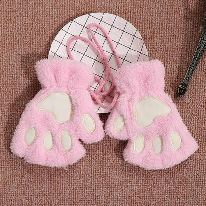 Cute Women Winter 1Pair Warm Fingerless Lovely Gloves Fluffy Colorful Comfortable Gloves For Autumn
