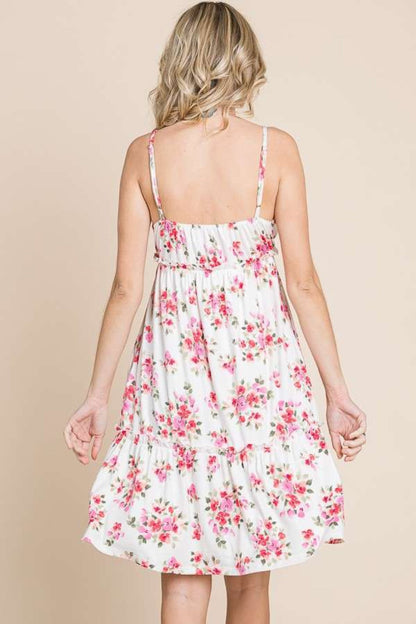 Full Size Floral Frill Cami Summer Dress For Women – Feminine Floral Cami Dress, Flirty Floral Dress, Playful Frill Dress, Elegant Cami Dress, Chic Floral Dress, Relaxed Fit Cami Dress, Stylish Summer Floral Dress