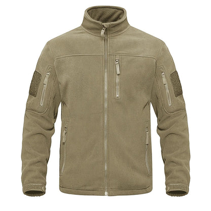 Dark Blue Warm Multi-Pockets Outdoor Tactical Fleece Jacket Soft Unique Style Jacket Work Coats Men's Windbreaker Jacket Sport Hiking Coat For Winter And Autumn