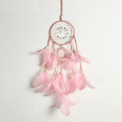 Decoration Home Dream Catchers Hanging Wall Decor Art Pendant Handmade Traditional White Cloud Dream Catcher With Led String Lights Wall Hanging Kids Room Decor Nursery Wall Art Ornament Decor Craft Gift Cute Wind Chimes National Feather Kids Girls