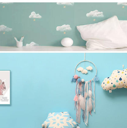 Decoration Home Dream Catchers Hanging Wall Decor Art Pendant Handmade Traditional White Cloud Dream Catcher With Led String Lights Wall Hanging Kids Room Decor Nursery Wall Art Ornament Decor Craft Gift Cute Wind Chimes National Feather Kids Girls