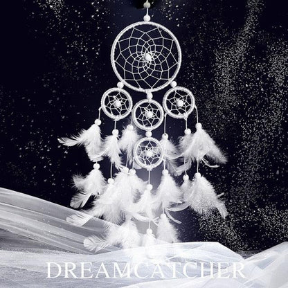 Decoration Home Dream Catchers Hanging Wall Decor Art Pendant Handmade Traditional White Cloud Dream Catcher With Led String Lights Wall Hanging Kids Room Decor Nursery Wall Art Ornament Decor Craft Gift Cute Wind Chimes National Feather Kids Girls