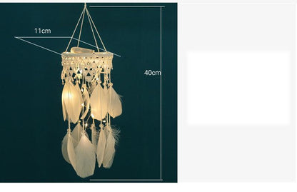 Decoration Home Dream Catchers Hanging Wall Decor Art Pendant Handmade Traditional White Cloud Dream Catcher With Led String Lights Wall Hanging Kids Room Decor Nursery Wall Art Ornament Decor Craft Gift Cute Wind Chimes National Feather Kids Girls