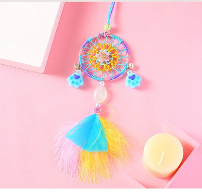 Decoration Home Dream Catchers Hanging Wall Decor Art Pendant Handmade Traditional White Cloud Dream Catcher With Led String Lights Wall Hanging Kids Room Decor Nursery Wall Art Ornament Decor Craft Gift Cute Wind Chimes National Feather Kids Girls