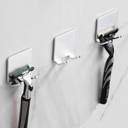 Decorative Hook 2 Pcs Punch Free Razor Holder Storage Hook Wall Men Shaving Shaver Shelf Bathroom Razor Rack Wall Bathroom Accessories