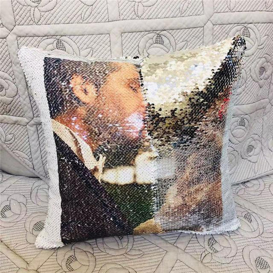 Decorative Plush Pillows Modern Picture  Reversible Sequin Pillow Case Decorative Mermaid Pillow Cover Color Changing Cushion Throw Pillowcase Cushion Cover Glitter Sequins 40x40CM