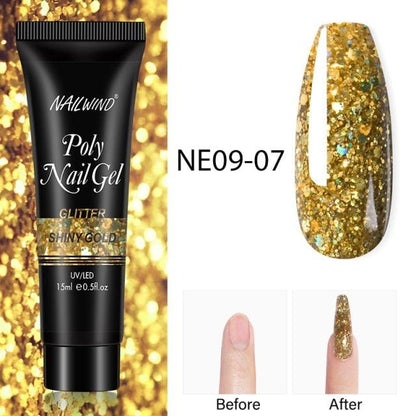 Diamond Gel Nail Polish Poly 15ml Semi Permanent UV Manicure Reflective Sparkling Luxury Shine Design For Women and Girls