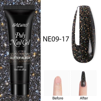 Diamond Gel Nail Polish Poly 15ml Semi Permanent UV Manicure Reflective Sparkling Luxury Shine Design For Women and Girls