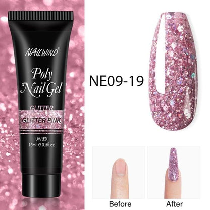 Diamond Gel Nail Polish Poly 15ml Semi Permanent UV Manicure Reflective Sparkling Luxury Shine Design For Women and Girls