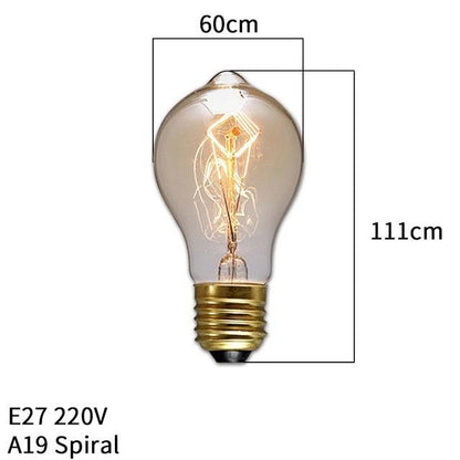 Dimmable Light Bulb Retro Vintage Edison Bulb Incandescent Ampoule Bulbs Vintage Edison Lamp Retro Light Vintage Bulbs Modern Style Square Spiral Filament Incandescent Light