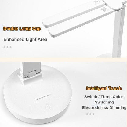 Double Lamp Cap Led Foldable Reading Lamp For Children's Mobile Phone Bracket Desk Study Light Free Shipping Bedroom Table Lamps Decorative Table Lamp Cute Study Lamps for Bedroom Décor