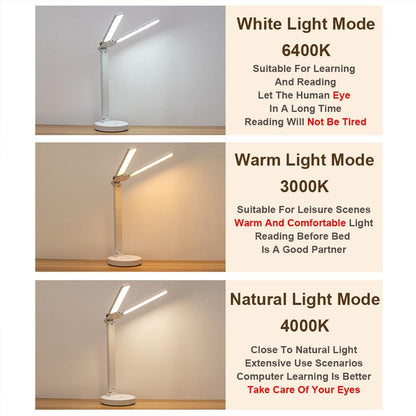 Double Lamp Cap Led Foldable Reading Lamp For Children's Mobile Phone Bracket Desk Study Light Free Shipping Bedroom Table Lamps Decorative Table Lamp Cute Study Lamps for Bedroom Décor