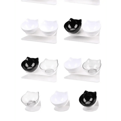 Double Transparent Non-slip Food Bowl With Protection For Cats Modern Kitten Food Bowl Pet Accessories